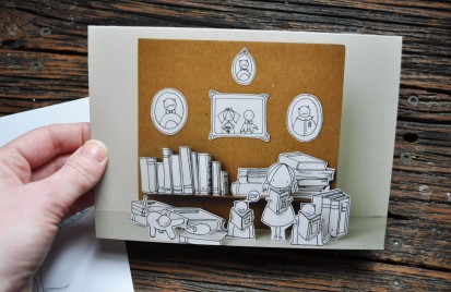 Paper cut diorama card by Cara Carmina; image copyright Erin Torrance